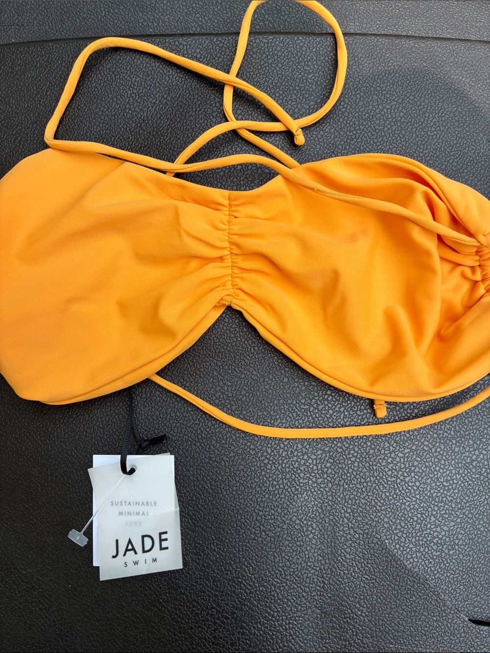 Jade Swim Kids Bright Orange Bandeau Bikini Top with Tie Straps